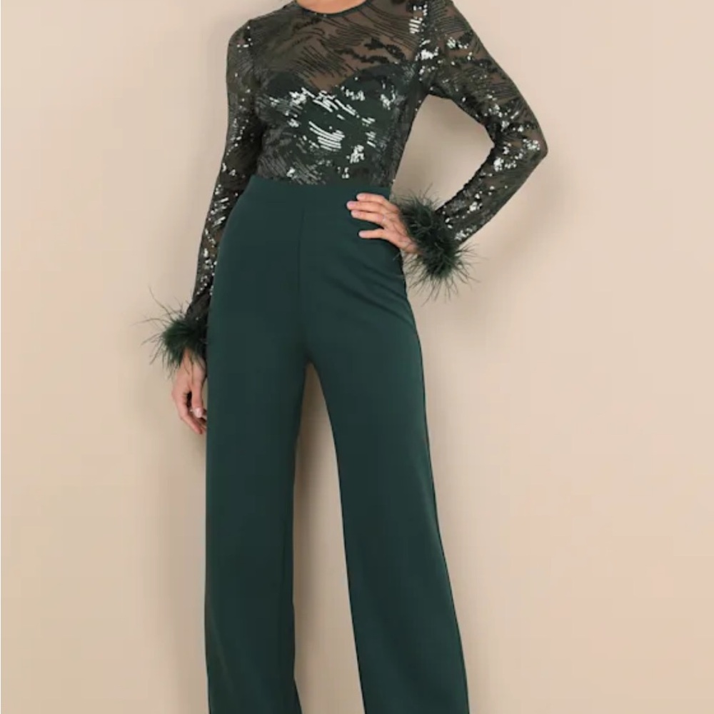 Elegant Green Jumpsuit with Sequin Detail